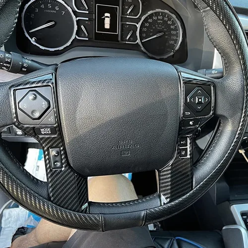Miniatura 5 de Tocatus Cubierta del volante para Toyota 4Runner Tacoma Tundra 2015-2022, fibra de carbono ABS, 2 unidades (6 agujeros)