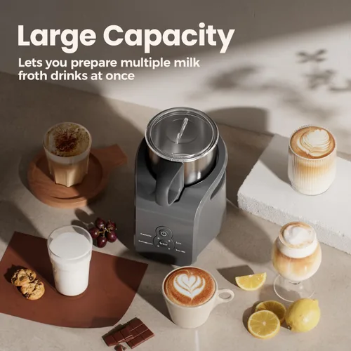 Miniatura 7 de Espumador de leche – Vaporizador eléctrico, máquina automática de espuma de capuchino caliente y fría 4 en 1, calentador de leche de 12.5 onzas