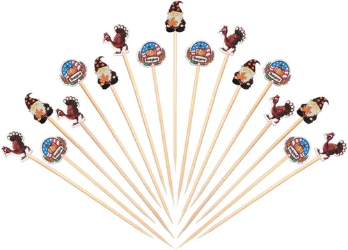 Miniatura 12 de Púas de cóctel de bambú para árbol de Navidad, palillos de dientes decorativos de Navidad para aperitivos, frutas y bebidas, suministros de fiesta