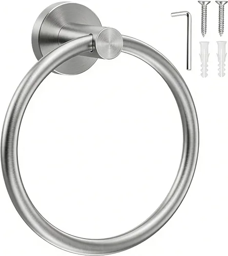 Miniatura 18 de SetSail Toallero de acero inoxidable con rosca para pared de baño, toallero de mano de acero inoxidable para baño, agujero de taladro de cocina