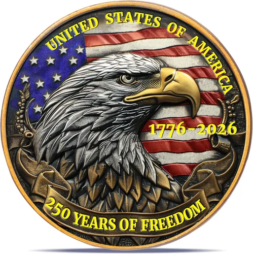 Medalla Conmemorativa del 250 Aniversario de EE. UU. - Mercancía de América 250 con Águila Americana y Bandera de EE. UU. | 250 Años de Libertad