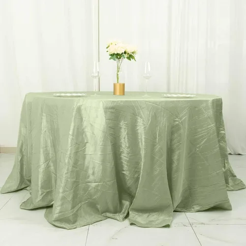 Miniatura 21 de Tableclothsfactory Mantel rectangular de tafetán arrugado de acordeón azul polvoriento, de 60 x 102 pulgadas, perfecto para ceremonias de boda