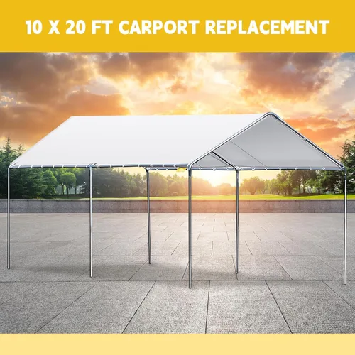 Miniatura 4 de Toldo de cochera resistente de 10 x 20 pies, impermeable, refugio de garaje, carpa de lona para automóvil, cubierta de repuesto para toldo