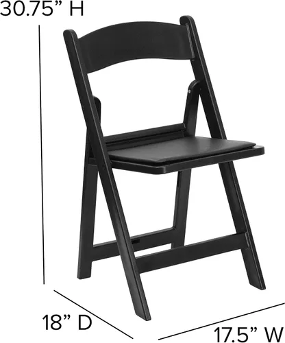 Miniatura 2 de EMMA + OLIVER Silla plegable, resina negra, paquete de 4 unidades, capacidad de peso de 800 libras, cómoda silla para eventos, silla plegable ligera