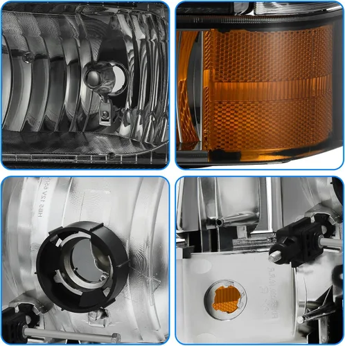 Miniatura 4 de DWVO Conjunto de faros Compatible con 1999-2004 Ford F-250 F-350 F-450 F-550 Super Duty/2000-2004 Ford Excursion Lentes ahumados Reflector ámbar