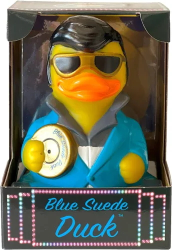 Miniatura 2 de CelebriDucks - Pato de gamuza azul - Patos de goma flotantes - Juguete de baño coleccionable de regalo para niños y adultos de todas las edades
