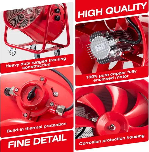Miniatura 4 de iLiving - ILG8EF20EX - Soplador de alta velocidad a prueba de explosiones, extractor de humos, extractor portátil y ventilador ventilador