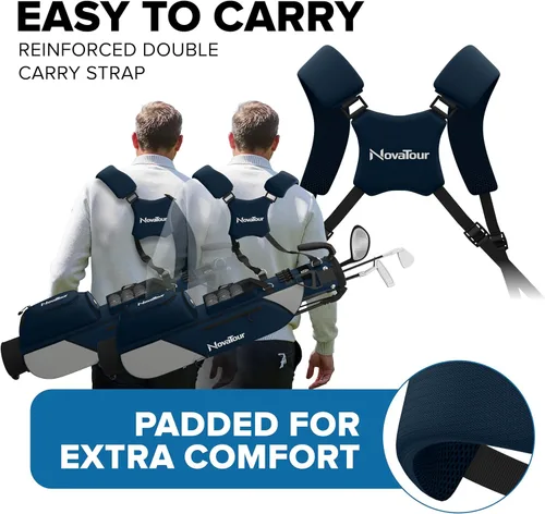 Miniatura 4 de Bolsa de golf ultraligera Premium Par 3 con doble correa, 6 bolsillos con cremallera para campos ejecutivos y par 3