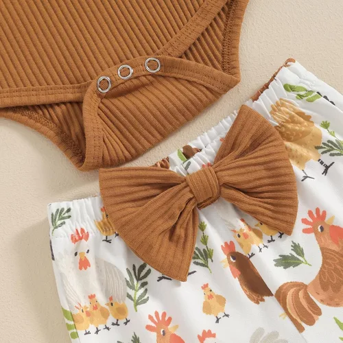 Miniatura 49 de Sejardin Ropa de verano para bebé y niña, recién nacida, manga corta, con letras, mameluco elástico con diadema