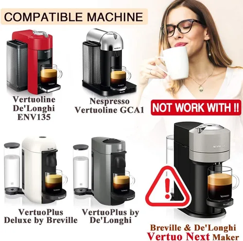 Miniatura 4 de CAPMESSO Cápsulas de café reutilizables de acero inoxidable, cápsulas de café recargables de metal compatibles con Nespresso Vertuoline