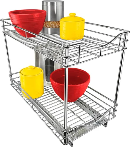 Lynk - Organizador profesional para armario de cocina con dos niveles, para sacar y guardar debajo del gabinete, sirve de organizador para despensa,