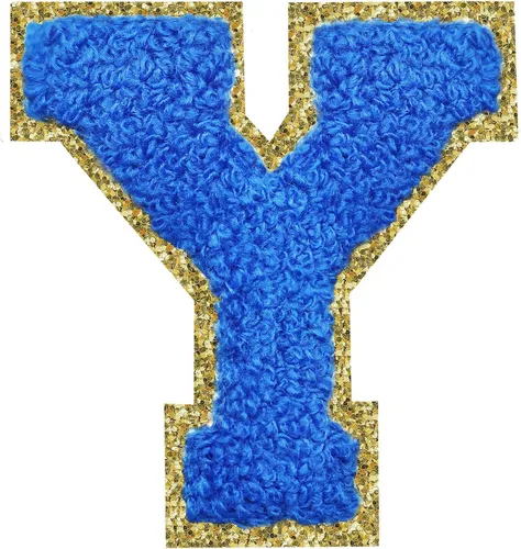 Miniatura 101 de Parches de letras termo-adhesivas de felpilla para chaquetas, parches de letras universitarias con brillantina para planchar en la letra azul A