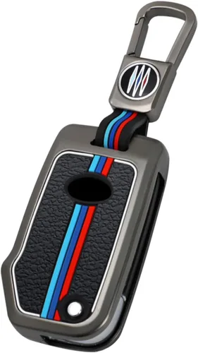 Moonlinks Compatible con funda para llavero Kia de 5 botones, funda de metal gris y funda de silicona con llavero para Ceed Cerato Forte NIRO Seltos