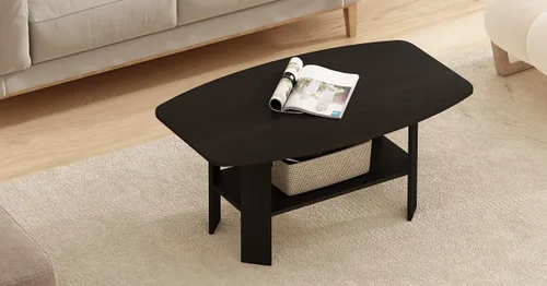 Miniatura 2 de Mesa de centro de diseño simple Furinno 11179GYW/BK, Madera, Espresso