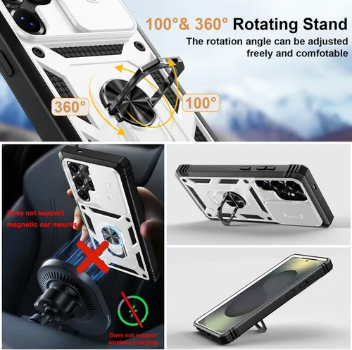 Miniatura 3 de PASNEW Funda para Samsung Galaxy A54, Soporte Metálico y Cubierta Deslizante para Cámara, Militar Multicapa Resistente de Cuerpo Completo a Prueba