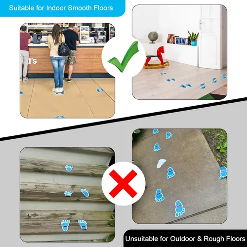Miniatura 7 de Beautyflier Calcomanías amarillas de dibujos animados para niños (20 pares), material de PVC impermeable, autoadhesivo, guías de distancia social