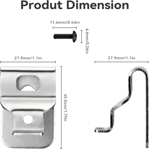 Miniatura 3 de 6pack N268241 N086039 Hebilla de clip para cinturón Dewalt Acero inoxidable Herramienta de perforación Clip 304 (con tornillos) Compatible