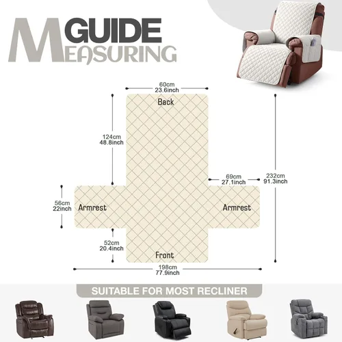 Miniatura 4 de KinCam Funda 100% impermeable para silla reclinable, fundas de sofá reclinable para mascotas, perros, funda de sofá reclinable, protector de muebles