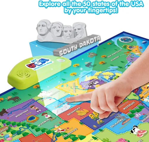 Miniatura 5 de BEST LEARNING i-Poster My USA Interactive Map – Juguete educativo inteligente para niños o niñas de 5 a 12 años Geografía de Navidad