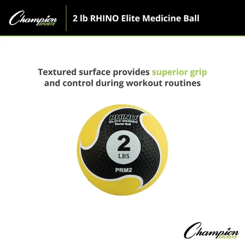 Miniatura 3 de Champion Sports Rhino Elite Medicine Ball – Textured Surface, Superior Grip, Hollow Synthetic Rubber for Consistent Bounce & Durability, Multiple