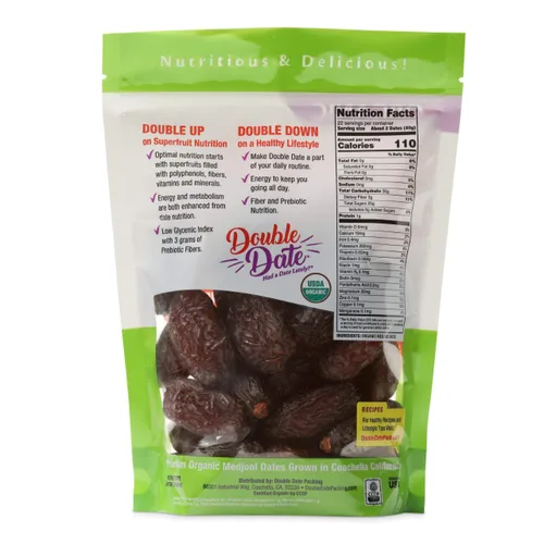 Miniatura 2 de Dátiles orgánicos de doble fecha Medjool, Grado jumbo, Fechas de bolsa de bolsa de 2 libras Orgánicas, Fresco y sabroso, Cultivado y empacado