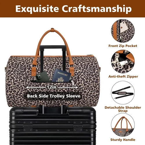 Miniatura 3 de Bolsa de ropa para viajes con bolsa de aseo convertible, bolsa de mano para fin de semana, bolsas de viaje grandes para mujeres, 2 en 1, maleta