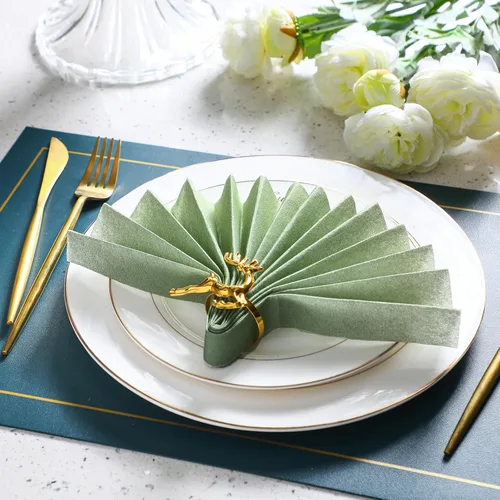 Miniatura 2 de Rtteri 100 servilletas desechables de color verde salvia, servilletas de papel de boda, toallas de mano para invitados, decoración de mesa de boda