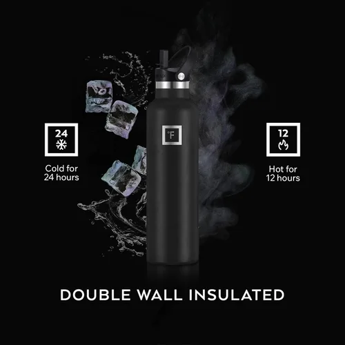 Miniatura 3 de IRON °FLASK Frasco de hidratación para acampar y senderismo con pajilla, botella de agua deportiva de acero inoxidable con aislamiento de boca