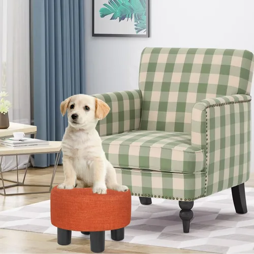 Miniatura 5 de Joveco Taburete pequeño otomano, reposapiés corto redondo para silla, escritorio debajo de la oficina, sala de estar, naranja