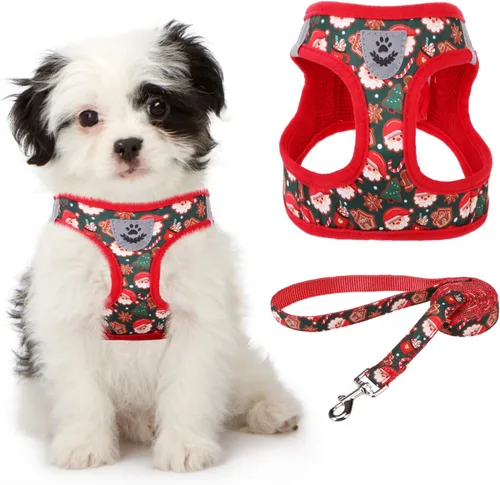 Miniatura 21 de Arnés de malla suave para cachorros – Juego de arnés y correa para perros pequeños, ajustable y cómodo chaleco reflectante acolchado para cachorros