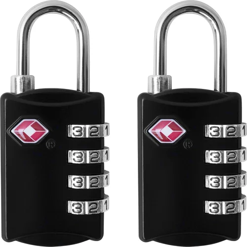 TSA Cerraduras para equipaje, 2 piezas de candado de acero duradero, sin llave, fácil de leer, cerradura de combinación de 4 dígitos para mochilas,