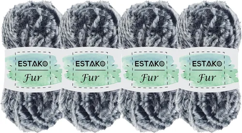 Miniatura 23 de Estako Piel 100% poliéster, suave, súper grueso, esponjoso, pelo sintético, hilo de tejer y ganchillo, 3.52 oz (100gr) 71 yardas (213.3 ft)