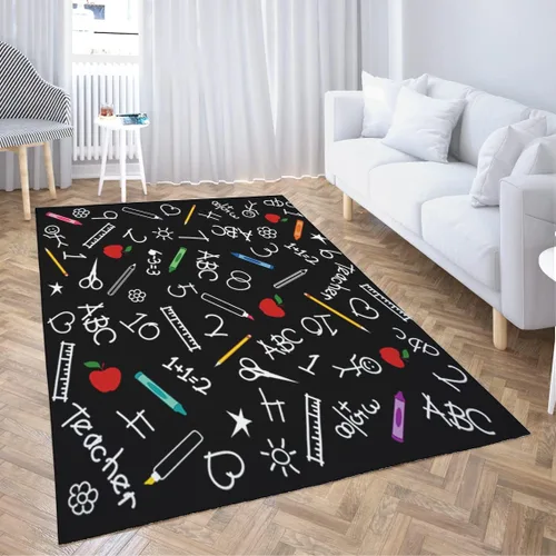 Miniatura 9 de LOKMU Alfombras antideslizantes de dibujos animados de monstruos esponjosos del alfabeto sobre negro, decoración del hogar, alfombra para aula, sala