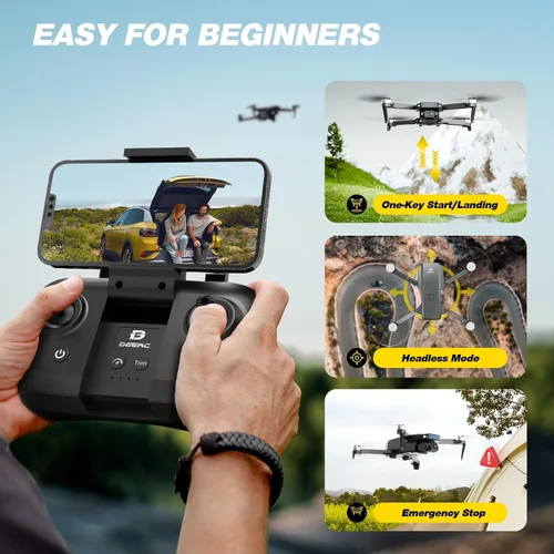 Miniatura 3 de DEERC Dron con cámara 1080P, D20S Mini drones FPV para niños, adultos y principiantes; cuadricóptero plegable RC con motor sin escobillas, 2