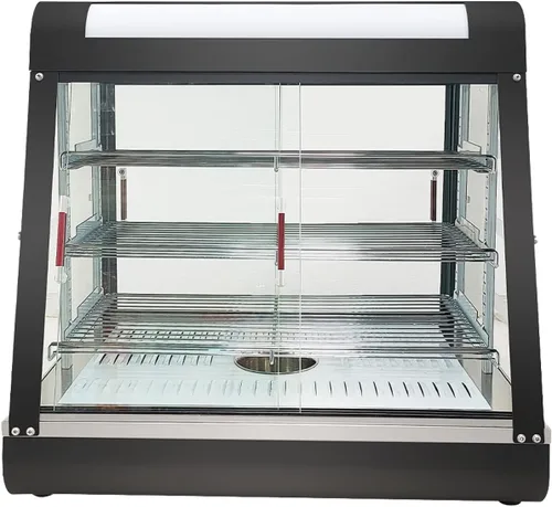 Miniatura 7 de Vitrina de calentamiento de alimentos de 15 pulgadas, vitrina de calentamiento caliente con puerta corredera y bandeja de agua, comercial