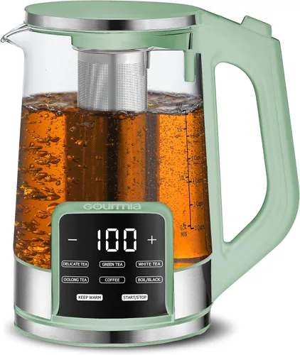Miniatura 14 de Gourmia Hervidor eléctrico programable de vidrio – 1.7L Control de temperatura para té y café con pantalla táctil digital, 6 ajustes