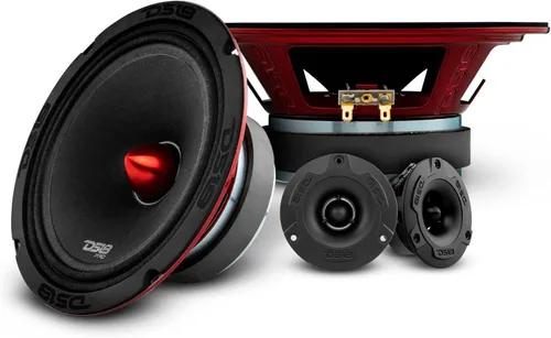 DS18 Paquete de altavoces de coche medio y alto: 2 x rango medio de 6.5 pulgadas, 2 tweeters de 1 pulgada, crossover integrado