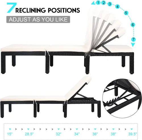 Miniatura 5 de Tangkula Sillón de mimbre para patio, sillas reclinables ajustables de ratán al aire libre, tumbona moderna de ratán exterior con asiento y cojín
