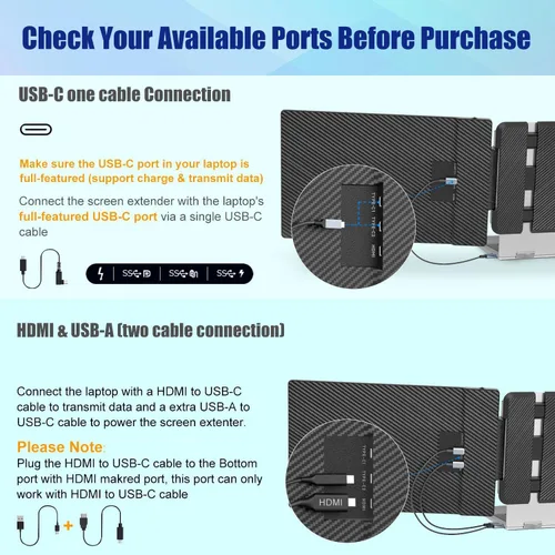 Miniatura 3 de KEFEYA Extensor de Pantalla para Laptop, Extensión de Monitor Portátil de 14" FHD 1080P IPS de Doble Pantalla, Monitor Portátil para Laptops
