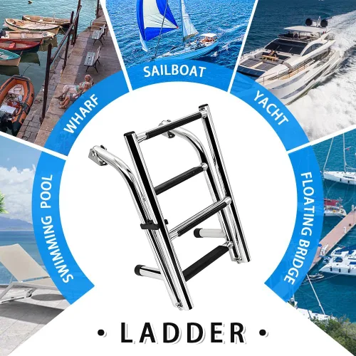 Miniatura 3 de Escalera plegable de acero inoxidable para barco, escalera de natación portátil, escalera telescópica para yates marinos y más (2217S)