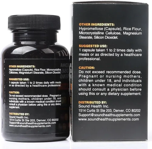 Miniatura 5 de SoundHealth Cápsulas puras de Shilajit 60 unidades Fórmula 8 en 1 Extracto concentrado 25:1 (equivalente a 10,000 mg) Paquete de botella