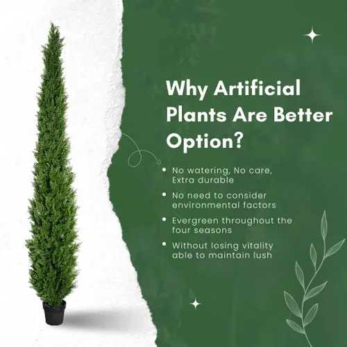 Miniatura 8 de Árbol de cedro artificial de hoja perenne premaceado de 8 pies para decoración de porche delantero, decoración de entrada al aire libre, árboles