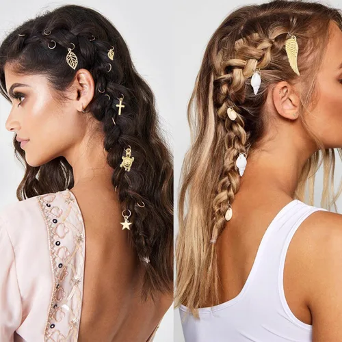 Miniatura 5 de 189 piezas de joyería de rastas, cuentas para trenzas de cabello, joyería para el cabello para trenzas, anillos trenzados de metal y oro, puños