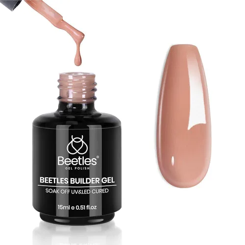 Miniatura 16 de Beetles Gel de uñas en gel de construcción 15ML, Gel fortalecedor de construcción 7 en 1, gel de uñas de extensión de uñas rosa nude translúcido