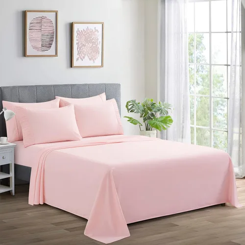 Miniatura 10 de Marina Decoration Juego de sábanas de 4 piezas ultra suave y sedoso de rayón sólido de bambú para todas las estaciones, con 2 fundas de almohada