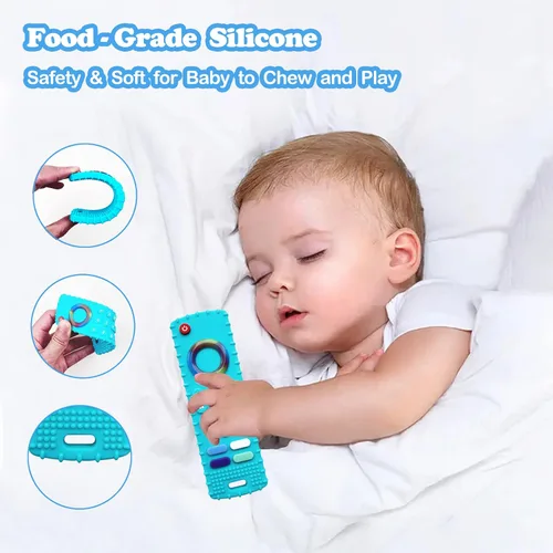 Miniatura 2 de Mordedores de silicona juguetes de dentición para bebés, mordedores con forma de control remoto de TV para bebés de 6-12-18 meses, mordedores