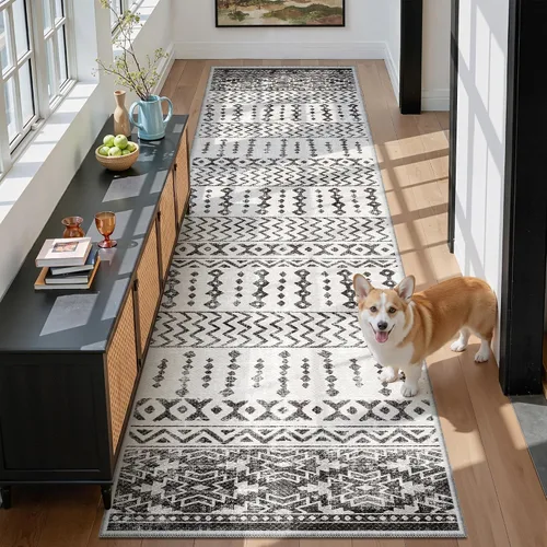Miniatura 15 de Art&Tuft Alfombra de área de 8 x 10 pies, súper suave, ultrafina, marroquí, lavable, antideslizante, para sala de estar, plegable, geométrica, Gris