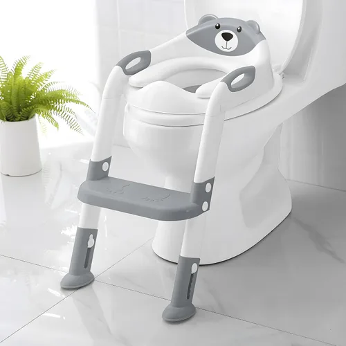 Miniatura 14 de SKYROKU - Asiento de inodoro mejorado para niños y niñas, para entrenamiento de baño, almohadilla antideslizante para protección contra 8838-azul