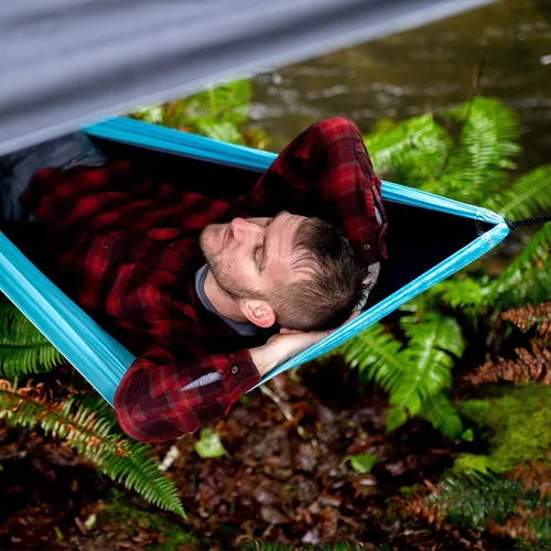 Miniatura 6 de Wise Owl Outfitters Toldo para Hamaca – Funda de lona impermeable para acampar con estacas de tienda de campaña y bolsa de transporte, refugio Gris