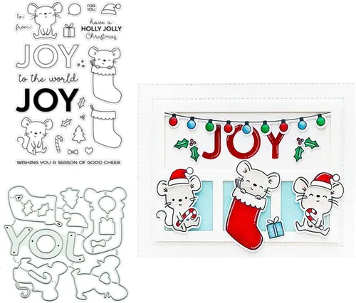 Sellos transparentes de ratón de Navidad y juegos de troqueles para hacer tarjetas, plantillas de corte para álbumes de recortes, álbum de fotos,